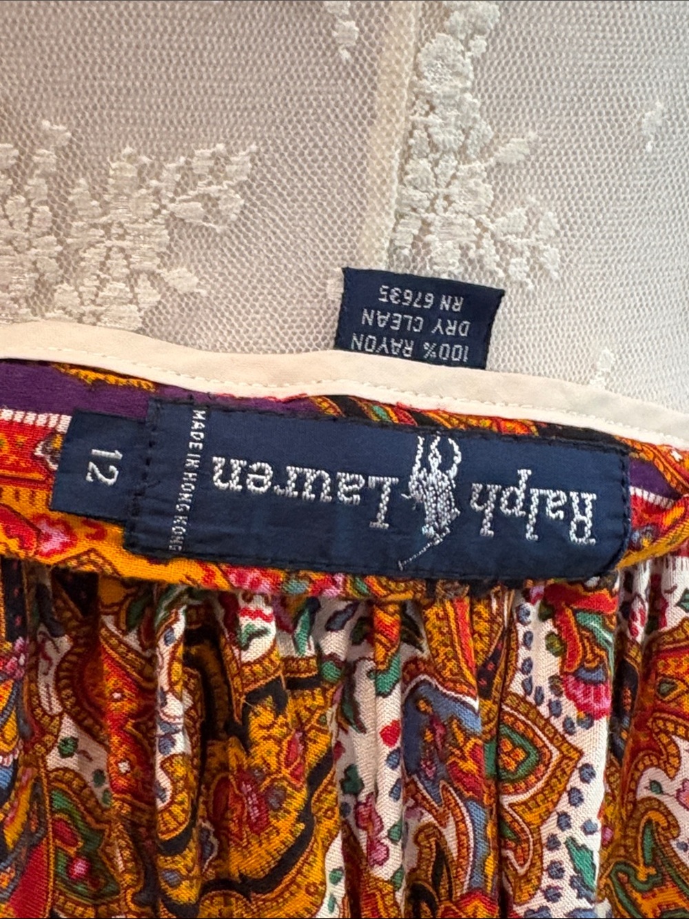 Vintage Ralph Lauren Blue Label 80s Western Paisley Maxi Skirt size 12 - Picture 9 of 13